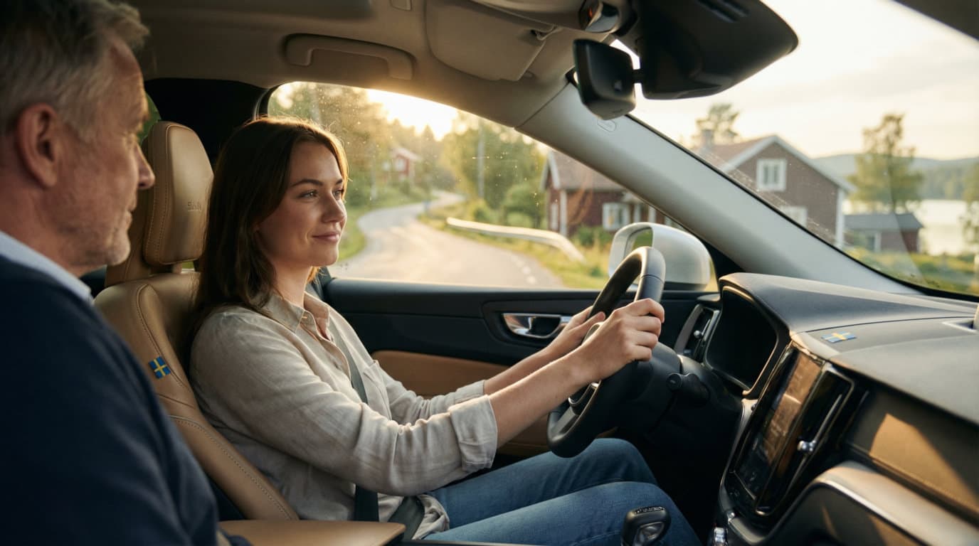 Elev kör med instruktör vid sin sida under körlektion